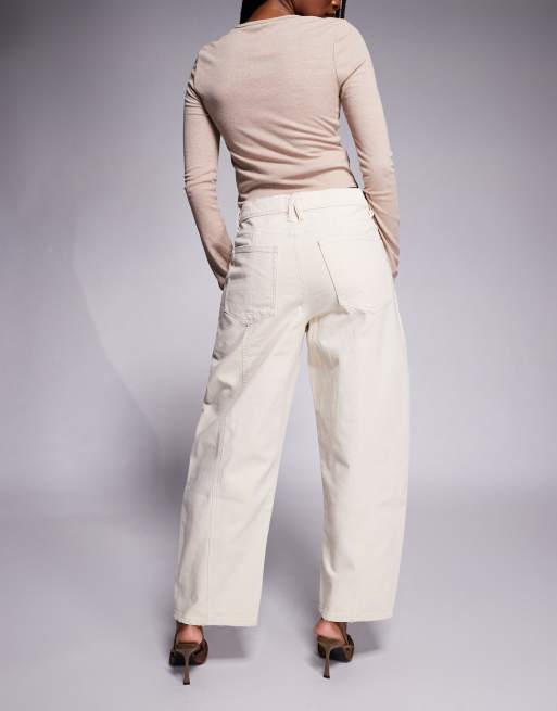 Good American - Cropped broek van canvas met ballonpijpen in gebroken wit, 4 van 5