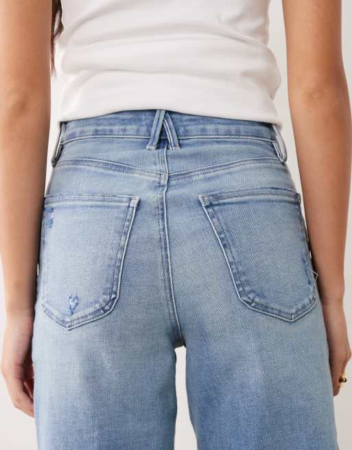 Good American - Cropped palazzo-jeans med god talje i blødt tech-materiale i lyseblå vask, 4 af 5
