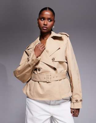 Good American Cropped Trench Jacket In Metallic
