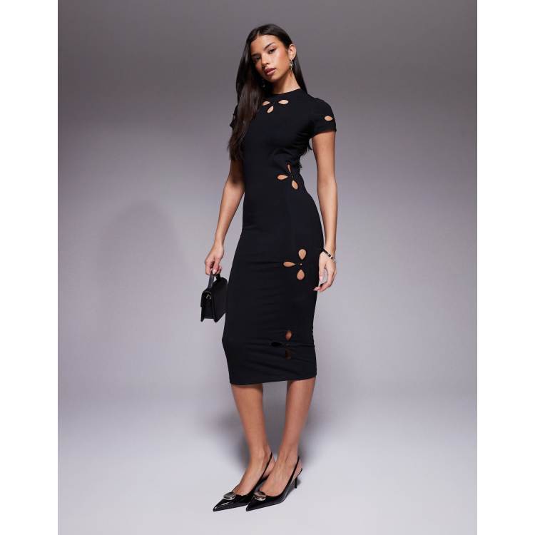 white christmas dresses White Sleeveless Square Neck Lace Up Cut Out Ruched Midi Dress Medium main image 0