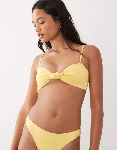 Good American matte twist bikini bandeau bikini top co-ord in lemon
