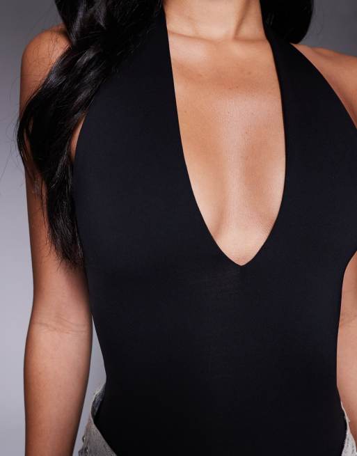 Good American – Czarne body modelujące z dekoltem halter w szpic, 2 z 4