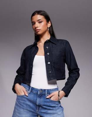 Good American Denim Cropped Jacket Co-ord In Blue