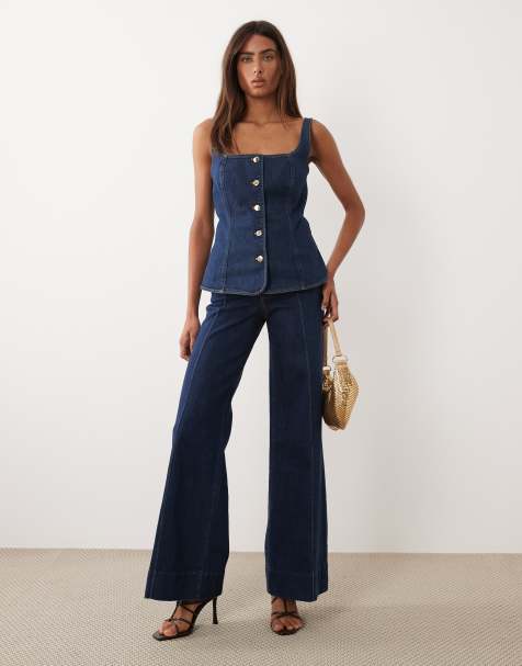 Good American denim set in dark blue wash - view 1