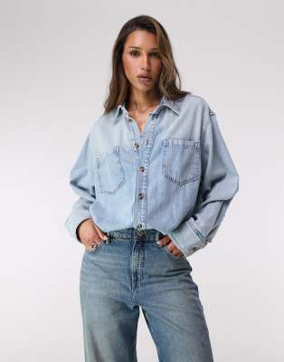 Good American Denim Shirt Jumpsuit In Blue