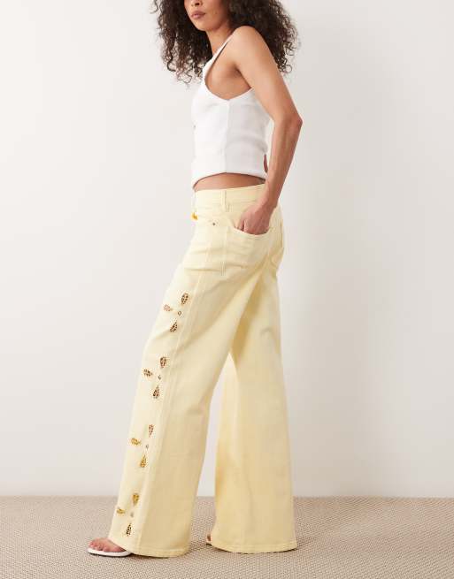 Good American - Essential - Coordinato in denim con cut-out color limone