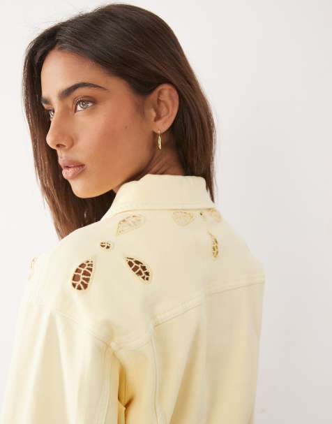 Good American - Essential - Giacca corta in cotone con cut-out color limone in coordinato - view 1