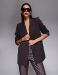 [Good American] Good American Essential Suiting oversized double-breasted blazer in chocolate-Brown L Dark Chocolate
