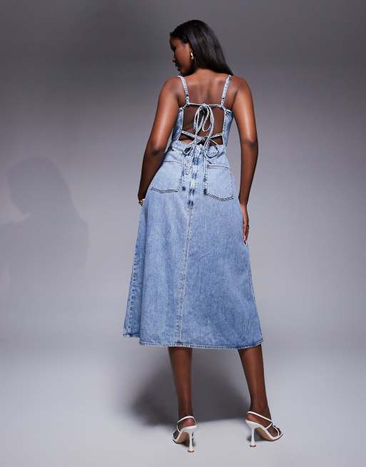 Good American fit for success lite midi dress in mid blue | ASOS