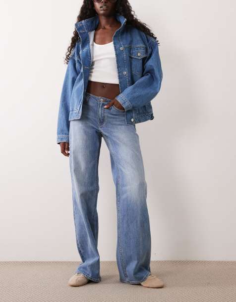 Good American ghost waist low loose jeans in light indigo - view 1