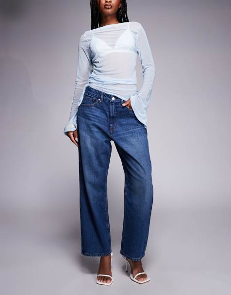 Good American good 90s cropped relaxed jeans in dark blue - view 1