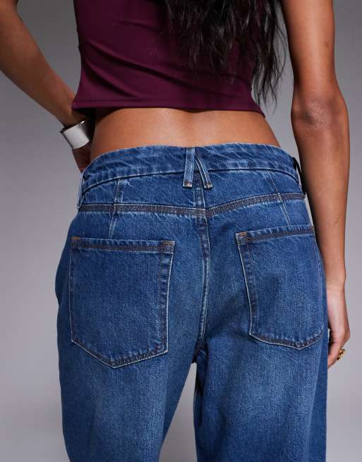 Good American Good 90s cropped relaxed jeans in dark blue, 4 of 5
