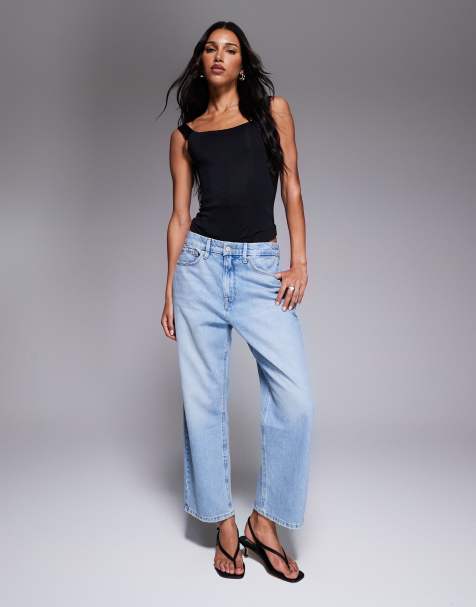 Good American good 90s cropped relaxed jeans in light blue