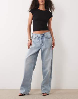 Good American Womens Indigo1288 Vintage Low Relaxed Flare-leg Denim Jeans In Blue