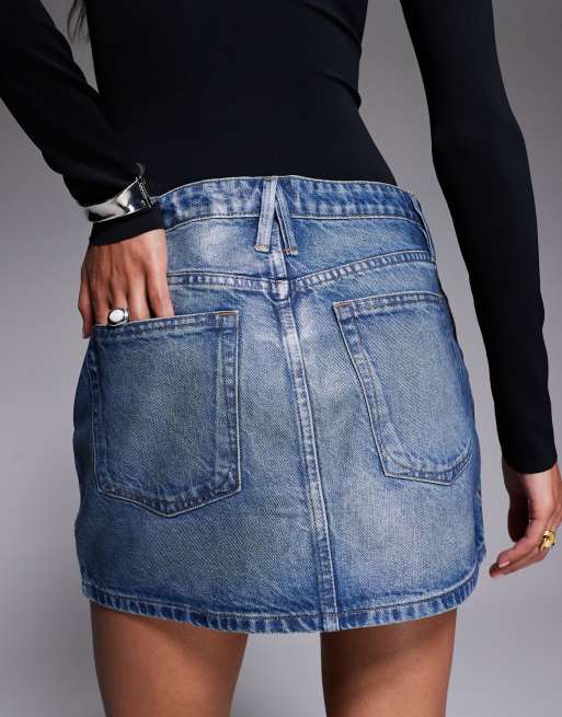 Good American - Good 90s - Minirok met coating in mid-wash blauw, 4 van 5