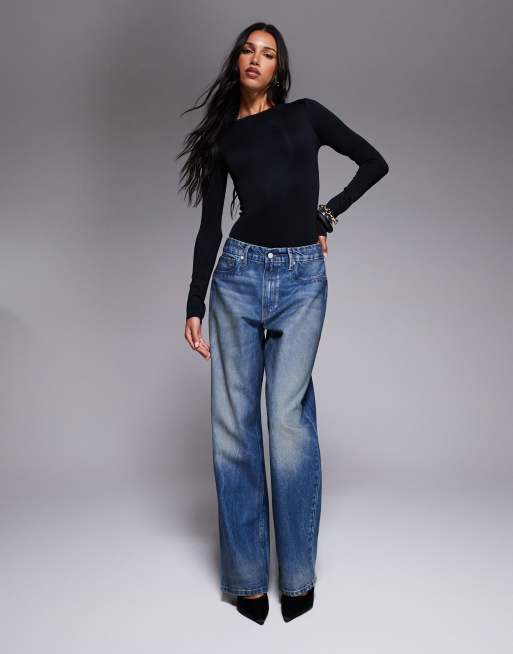Good American Good 90s relaxed coated jeans in vintage wash