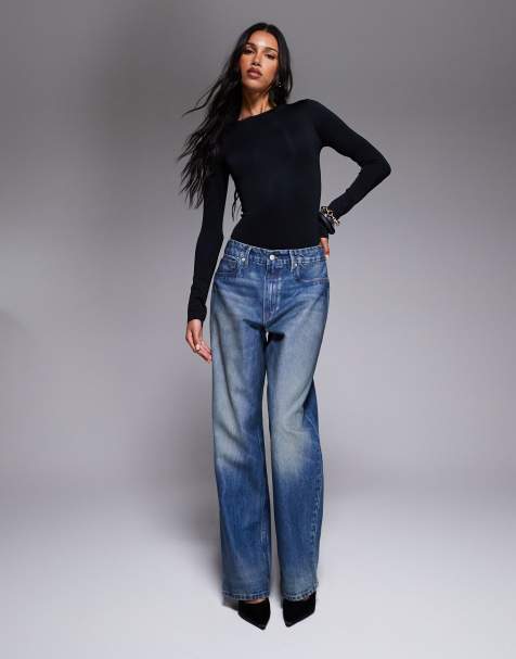 Good American good 90s relaxed coated jeans in vintage wash - view 1