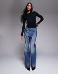[Good American] Good American Good 90s relaxed coated jeans in vintage wash-Blue 18-20 Indigo 927