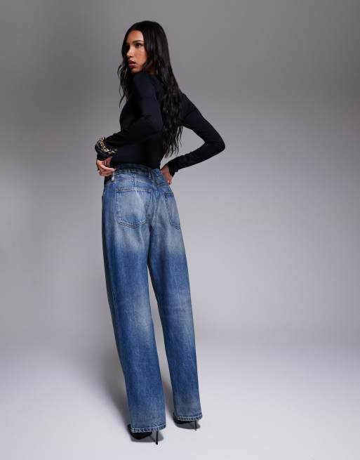 Good American good 90s relaxed coated jeans in vintage wash ASOS