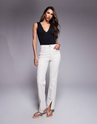 Good American - Good Boy - Jean droit - Perle-Blanc