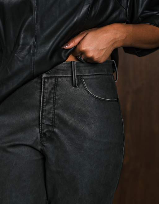 Good American - Good Classic - Bootcut broek van imitatieleer in zwart, 5 van 5