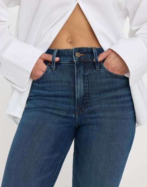Good American - Good Classic - Jeans bootcut tecnici morbidi lavaggio blu medio, 3 di 4