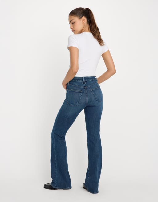Good American - Good Classic - Jeans bootcut tecnici morbidi lavaggio blu medio, 4 di 4
