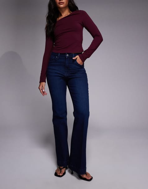 Good American – Good Classic – Mörkblå, tvättade bootcut-jeans - view 1