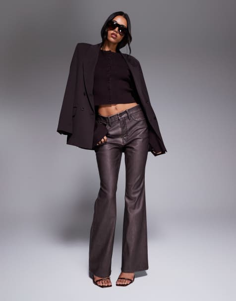 Good American - Good Classic - Pantaloni bootcut in pelle sintetica bordeaux - view 1