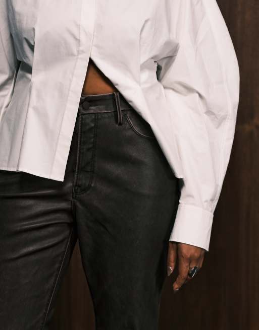 Good American - Good Classic - Pantaloni bootcut in pelle sintetica bordeaux, 5 di 5