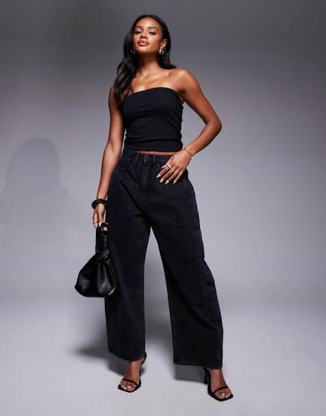 Good American Good extreme barrel jeans in black - view 1