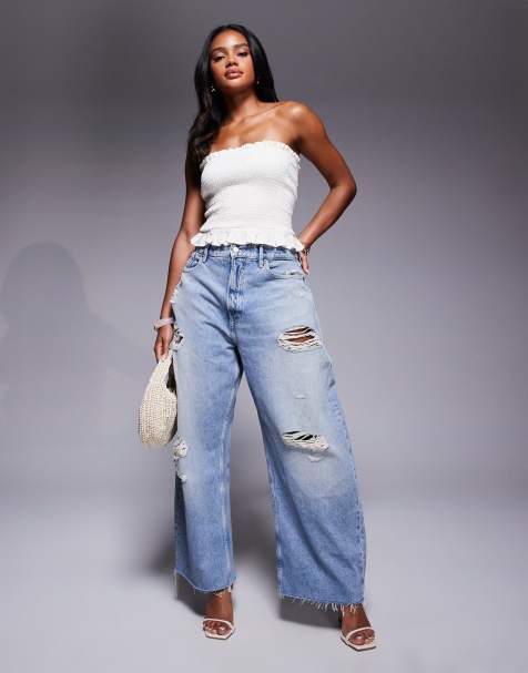 Good American good extreme barrel jeans in light blue - view 1