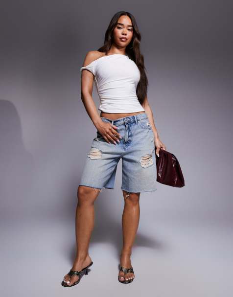 Good American good extreme barrel shorts in light blue - view 1