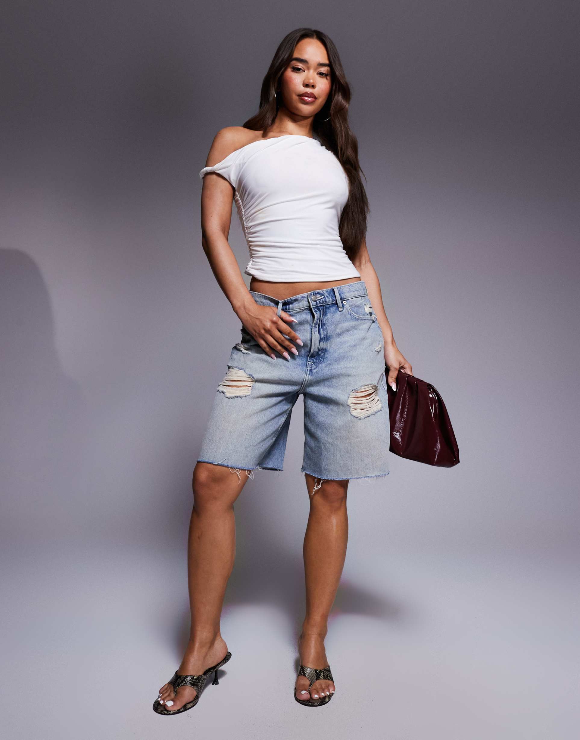 good american good extreme barrel shorts in light blue