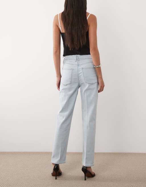Good American good icon high waisted straight leg jeans in bleach wash, 3 of 5