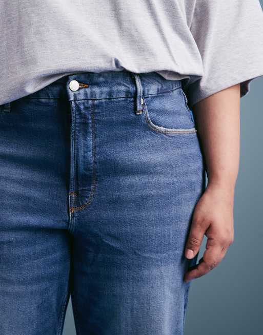 Good American good icon straight jeans in dark blue, 5 of 5