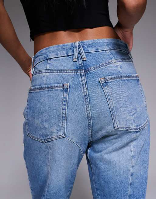 Good American good icon straight jeans in mid wash blue, 4 of 5