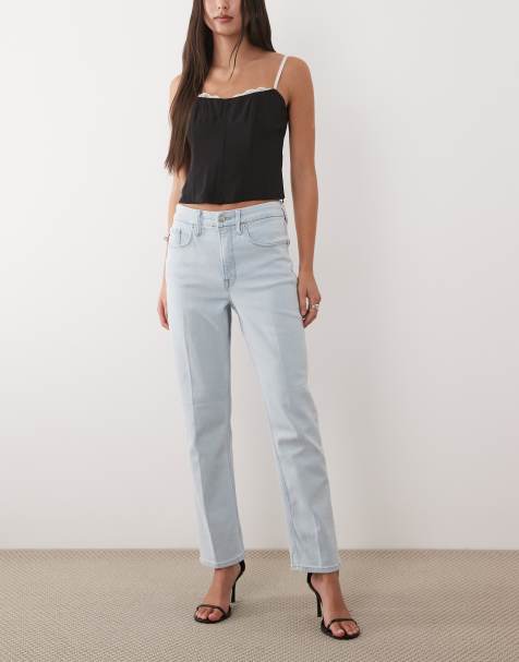 Good American good icon high waisted straight leg jeans in bleach wash