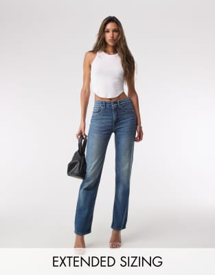 good icon straight leg jeans in dark blue-Navy