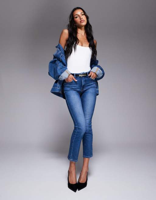 Good American - Good - Indigo, lige og cropped kompressionsjeans