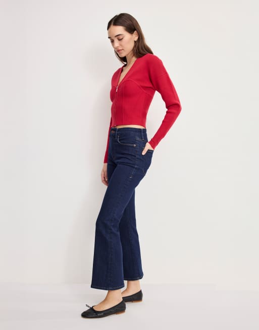 Good American good legs crop bootcut jeans in dark blue wash, 3 of 4