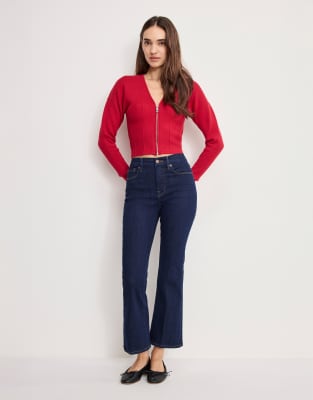 Good American - Good Legs - Cropped-Bootcut-Jeans in dunkelblauer Waschung-Marineblau