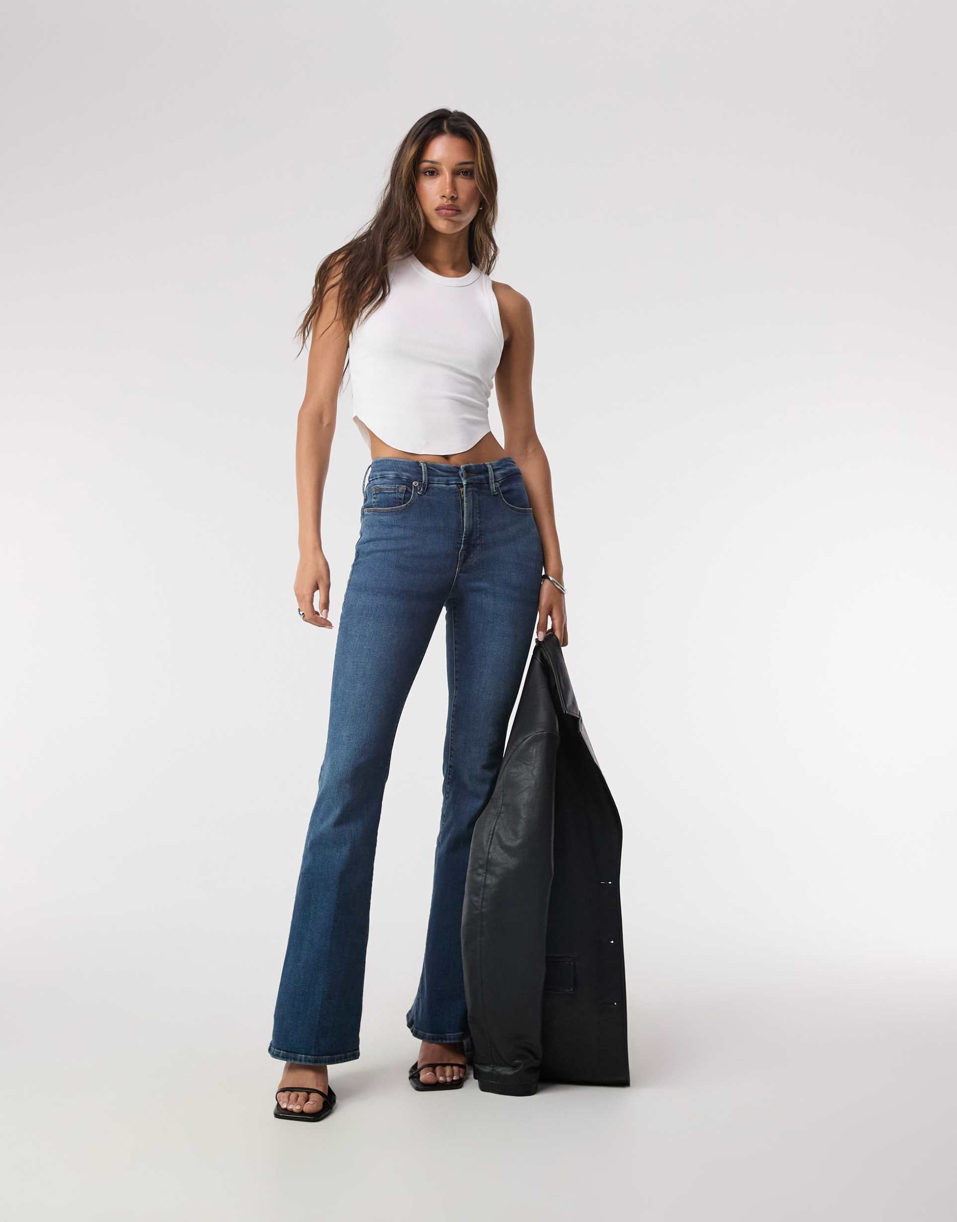 good american good legs flare jeans in blue