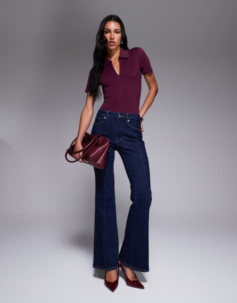 Good American good legs flare jeans in dark blue