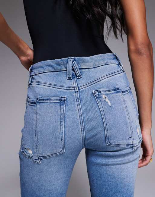 Good American – Good Legs – Gerade Jeans in Mittelblau mit Schlitz und Taschen, 5 von 5