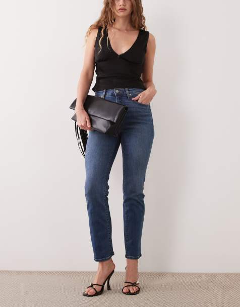 Good American Good Legs jeans med lige ben i mørkeblå vask - view 1