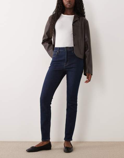 Good American good legs jeans met halfhoge taille en skinny fit in donkerblauwe wassing - view 1