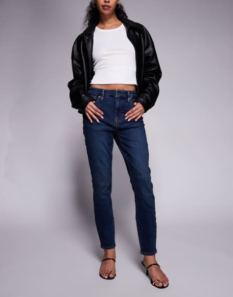 Good American – Good Legs – Mörkblå, tvättade jeans i skinny fit - view 1
