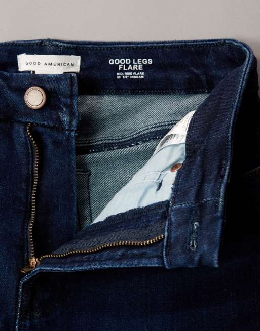 Good American – Good Legs – Mörkblå, tvättade, utsvängda kompressionsjeans, 7 av 7