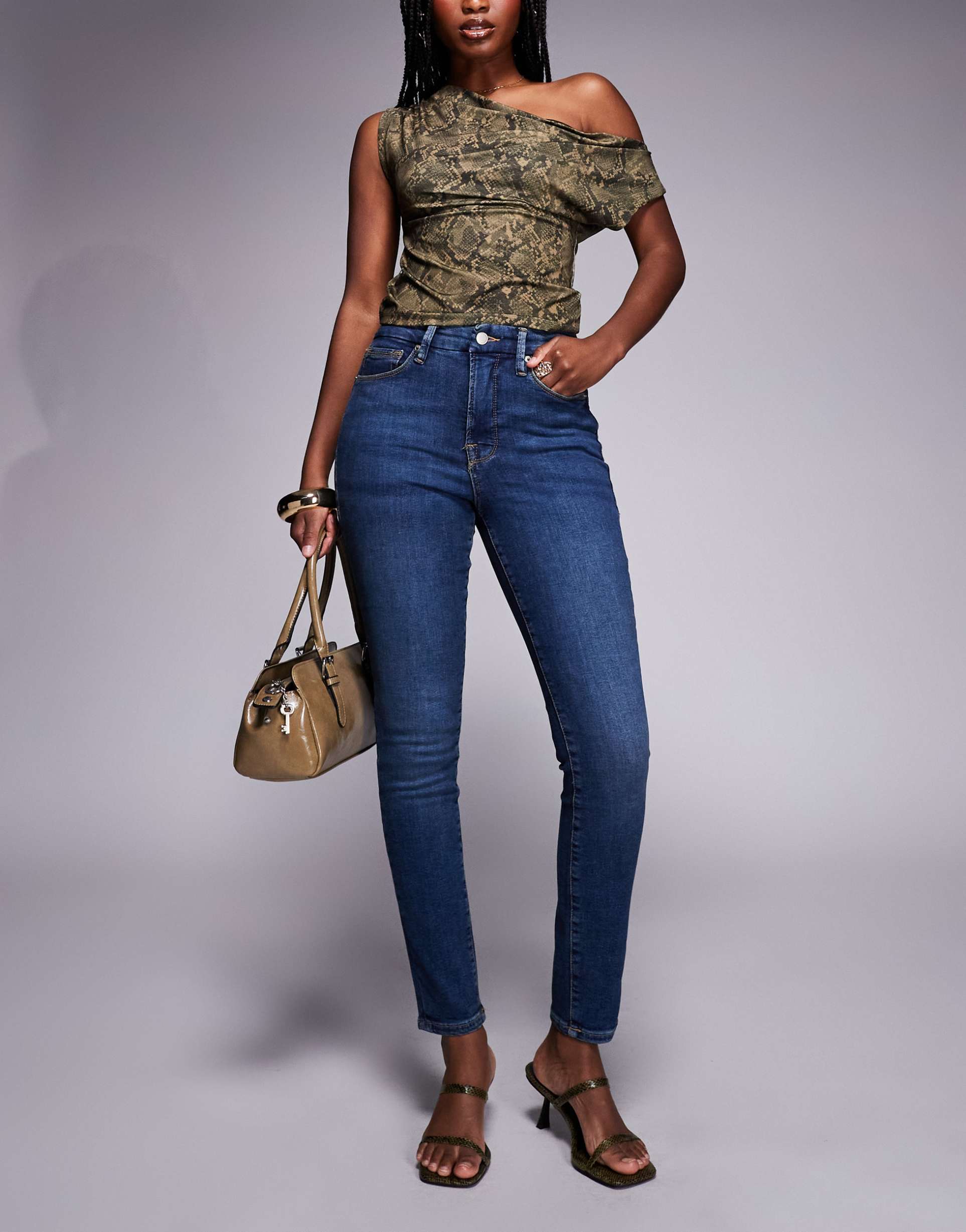 good american good legs skinny jeans in dark blue